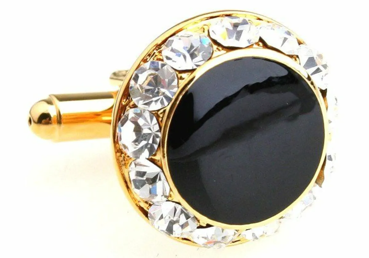 Gold Tone- Black Stone - Links For Men - Image 2