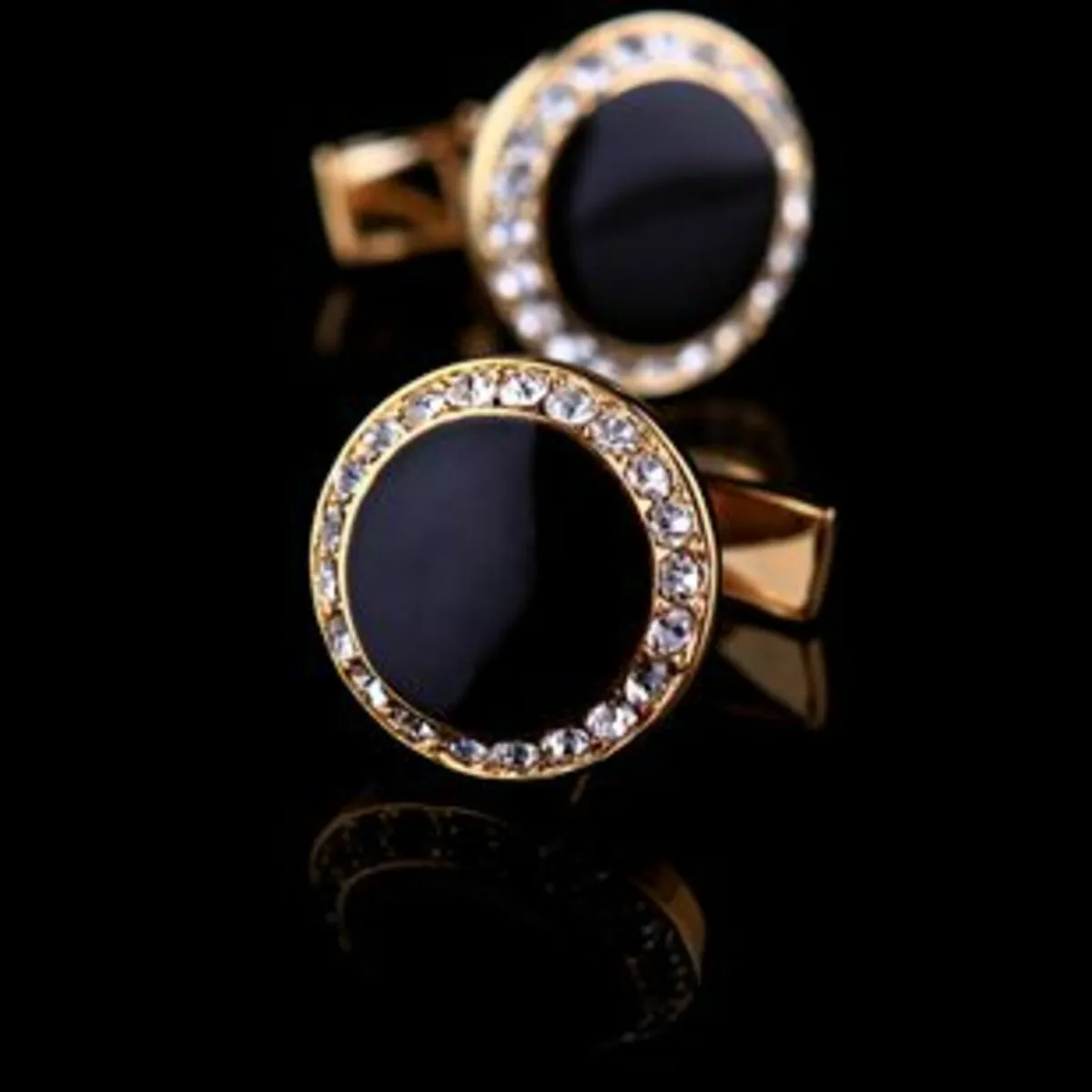 Gold Tone- Black Stone - Links For Men - Image 3