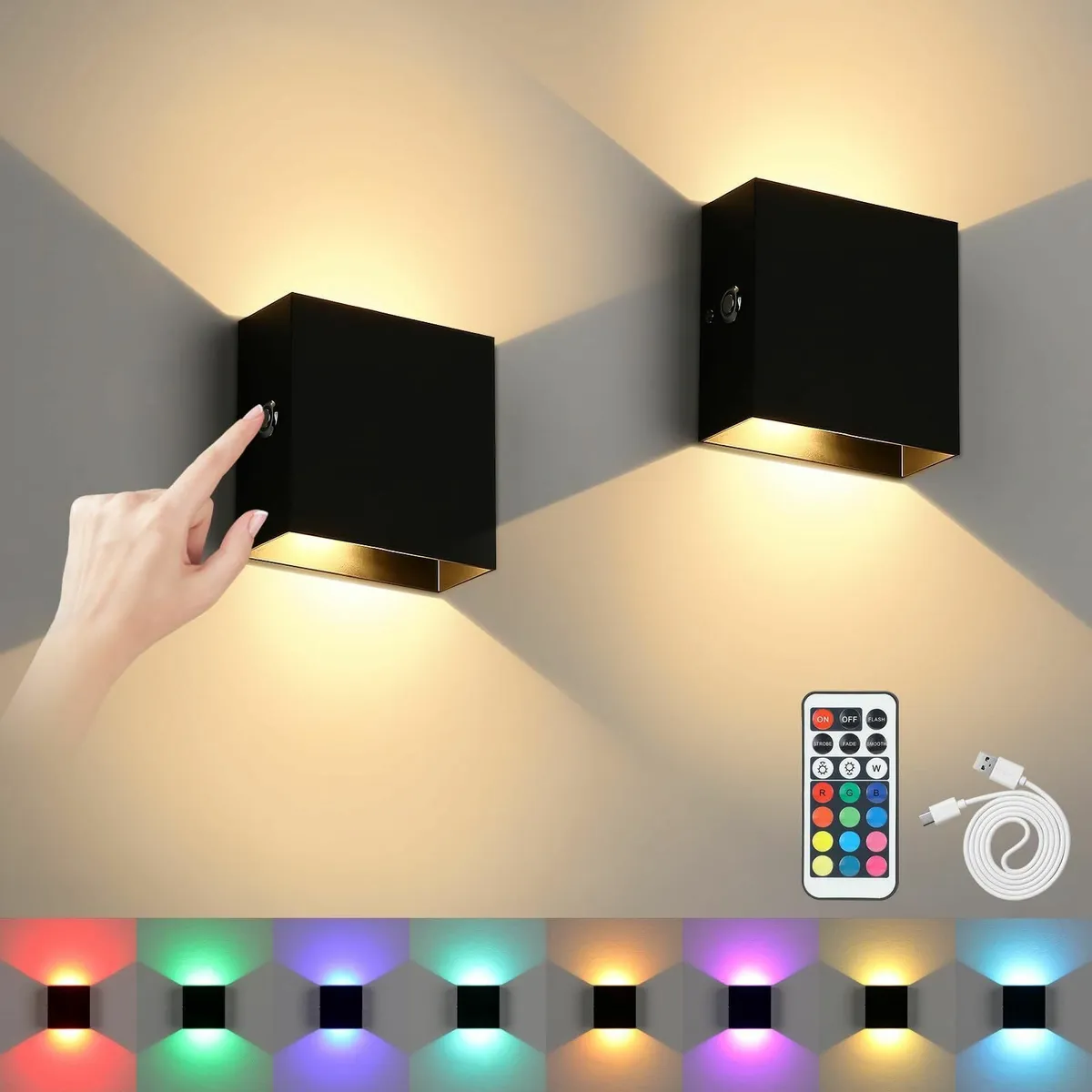 Lightess Wireless Wall Lights Battery Operated Ind - Image 1