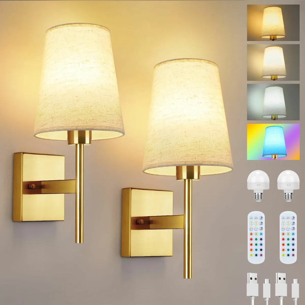 Lightsjoy Battery Operated Wall Lights Rechargeabl - Image 1