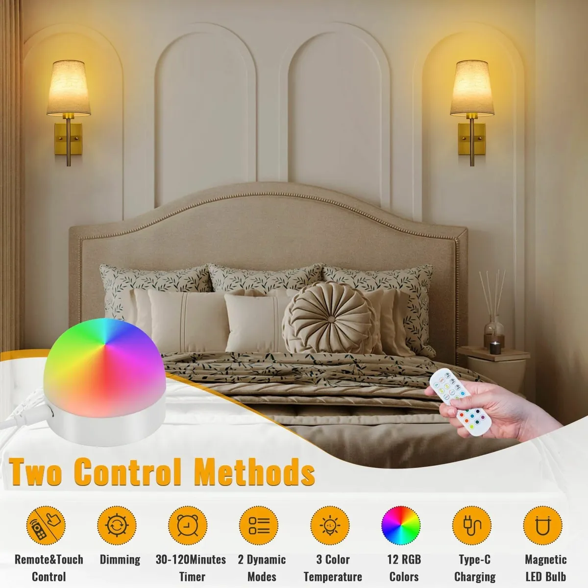 Lightsjoy Battery Operated Wall Lights Rechargeabl - Image 4