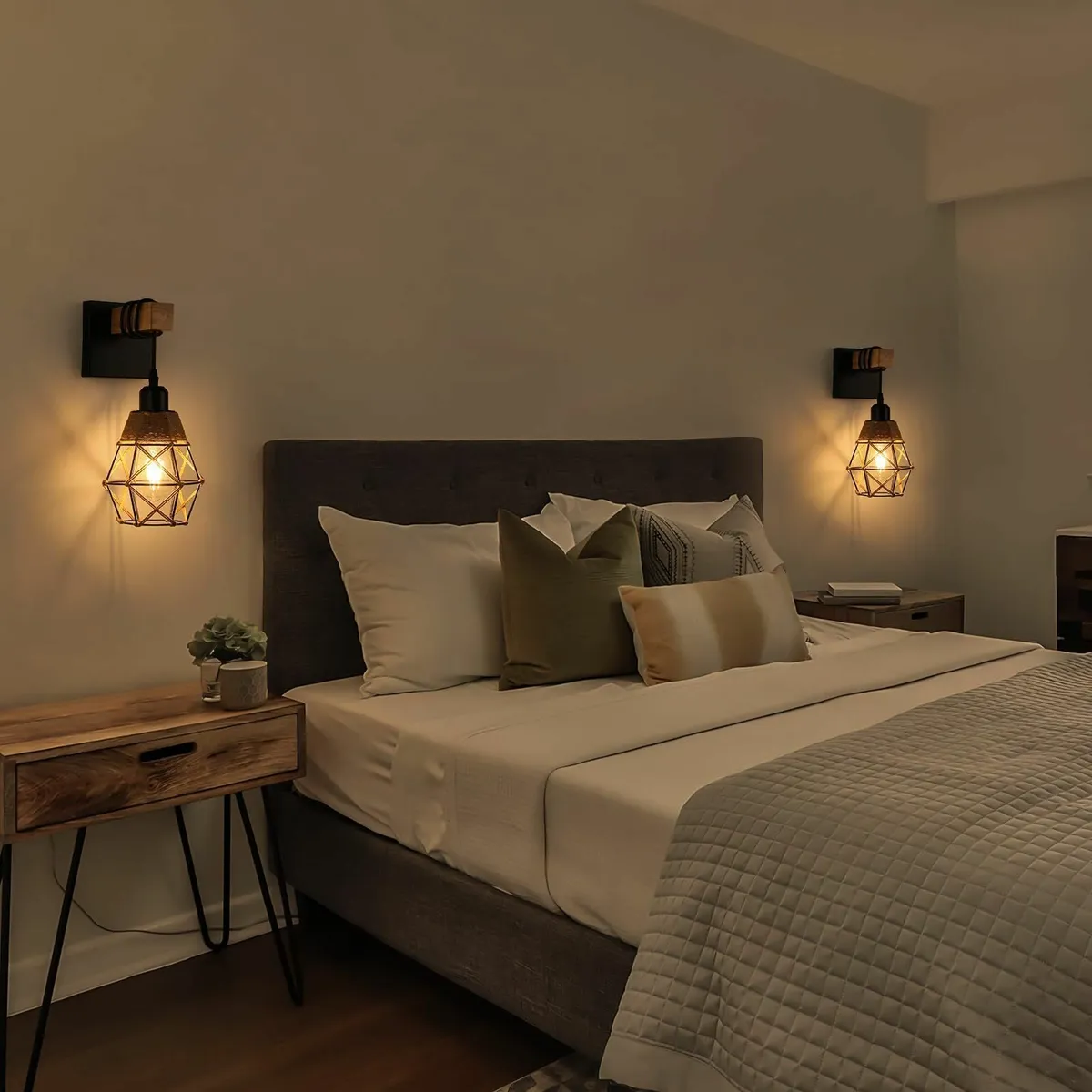 FORCOSO Wall Lights Indoor 2-Pack Vintage Wood Lam - Image 3