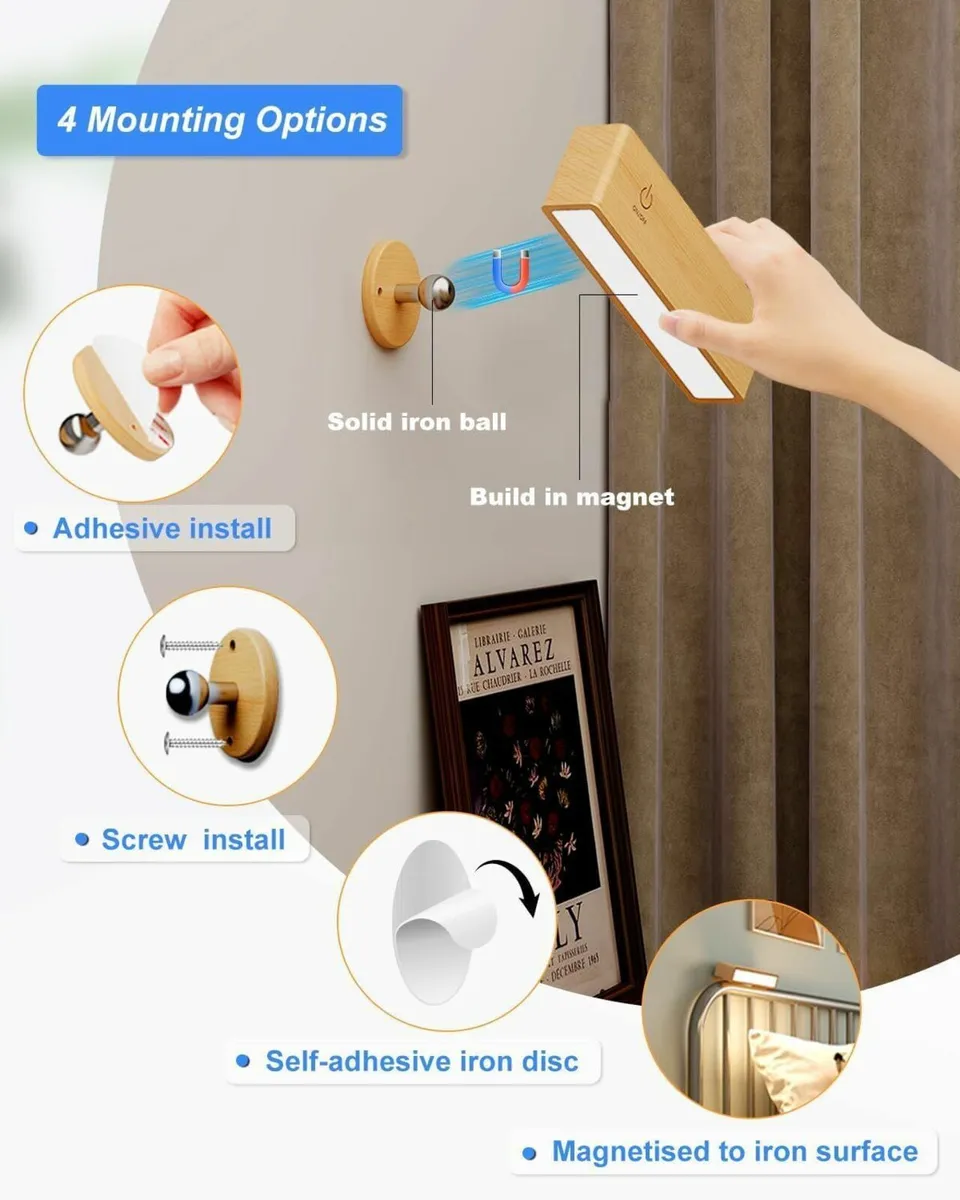 DetarZinLED Battery Operated Wall SconcesMagnetic - Image 2
