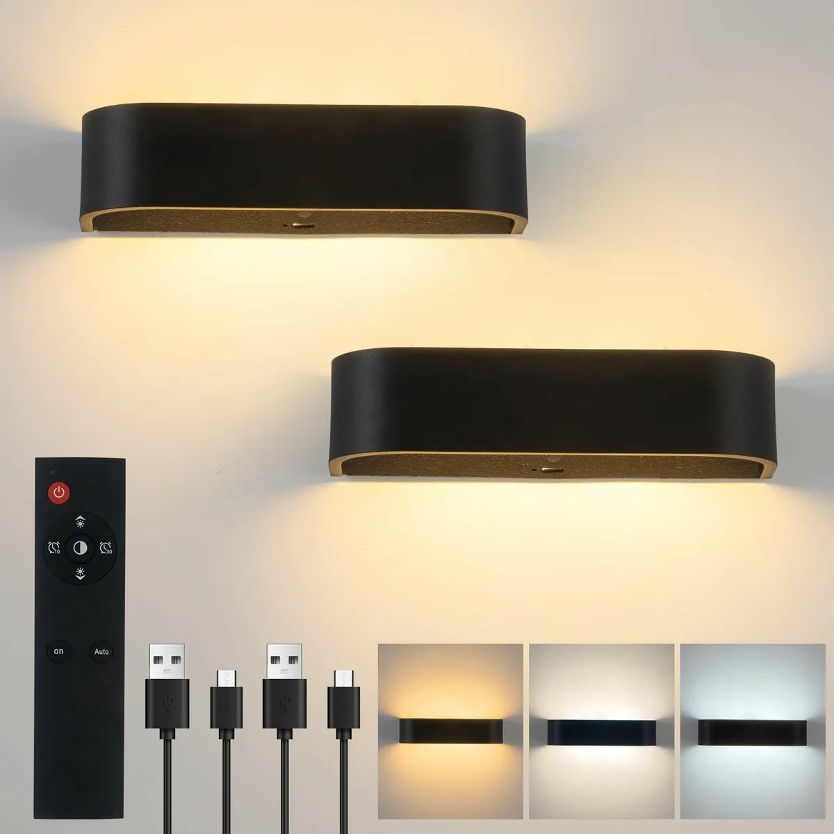 KwatTsz 2Pcs Motion Sensor Wall Lights Remote LED - Image 1