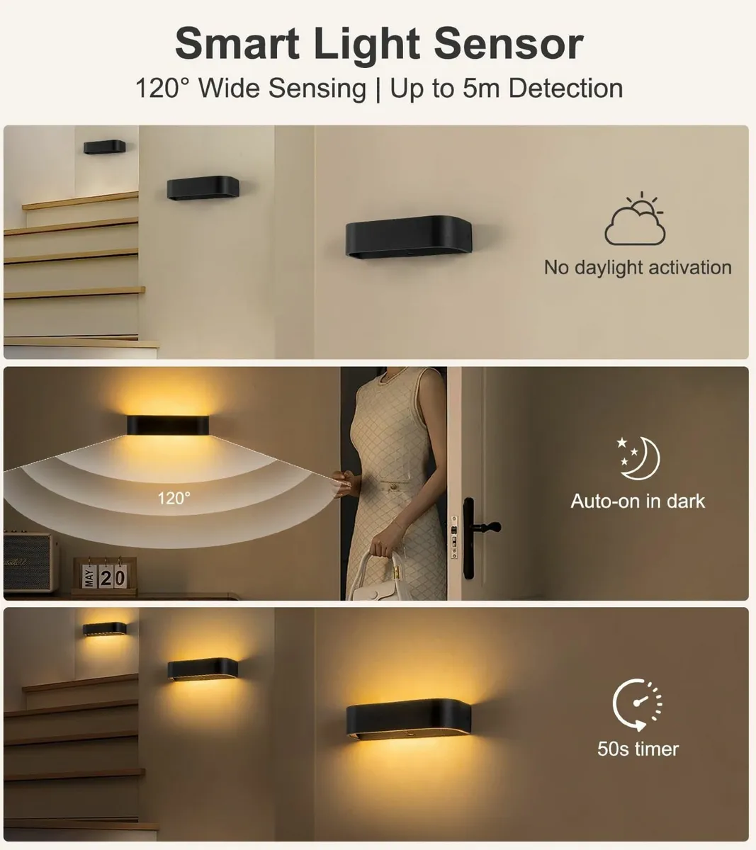 KwatTsz 2Pcs Motion Sensor Wall Lights Remote LED - Image 2