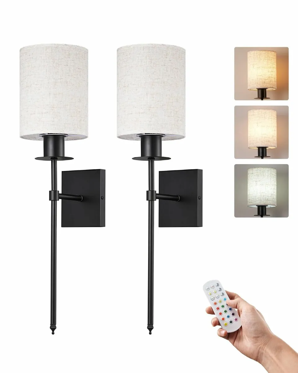 EDISHINE Wireless Wall Sconces Set of 2 Rechargeab - Image 1