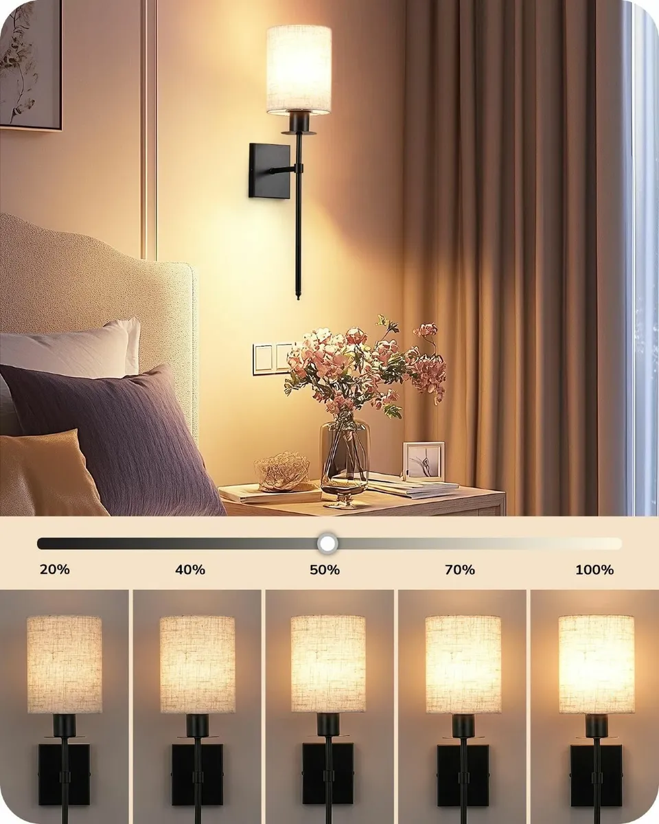 EDISHINE Wireless Wall Sconces Set of 2 Rechargeab - Image 2