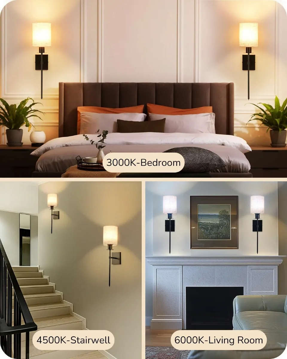 EDISHINE Wireless Wall Sconces Set of 2 Rechargeab - Image 3
