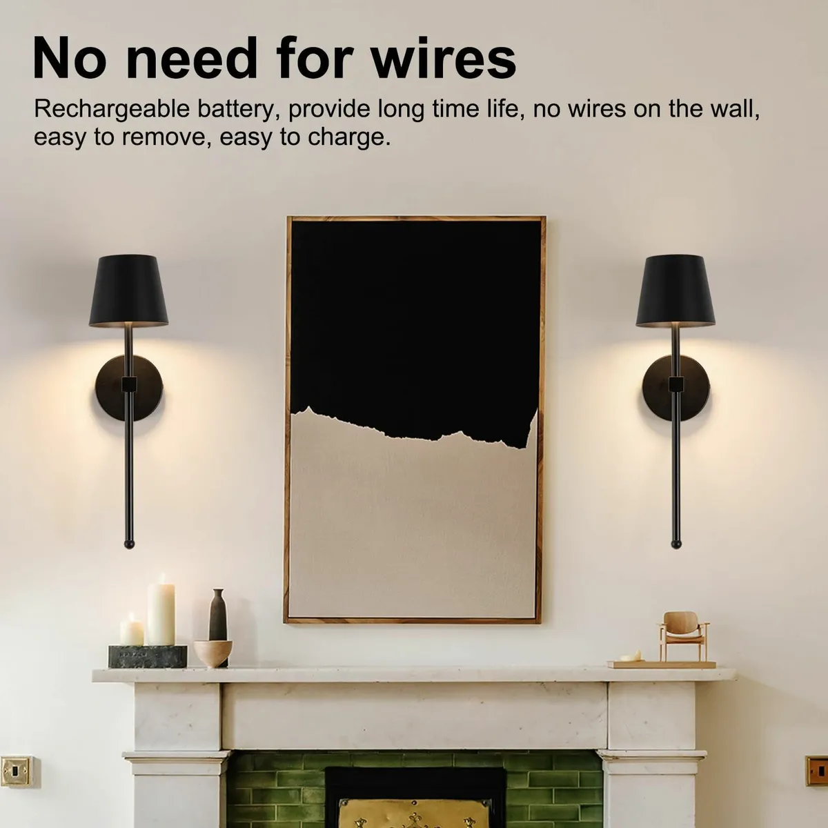EIDEARAY Battery Operated Wall LightsBlack 10000mA - Image 4