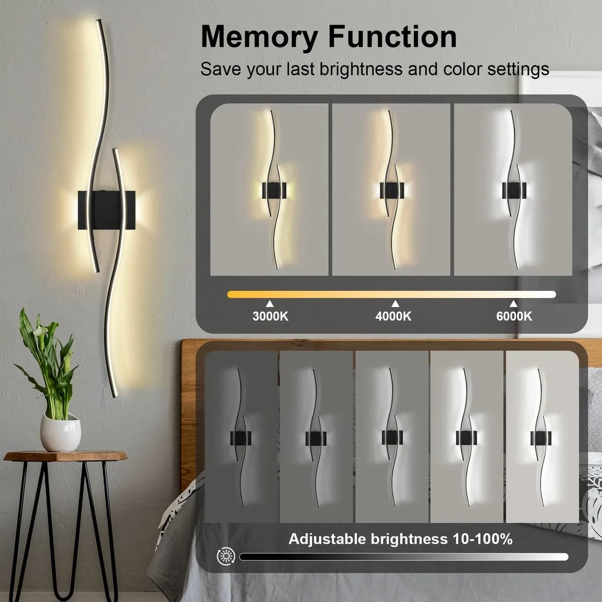 Large Rechargeable Battery Operated Wall Lights Se - Image 4