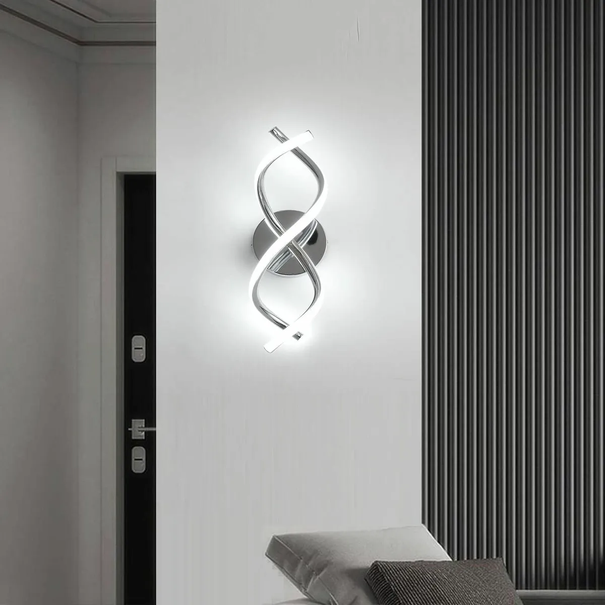 Wall Lamp LED Silver Modern Elegant Spiral Indoor - Image 2