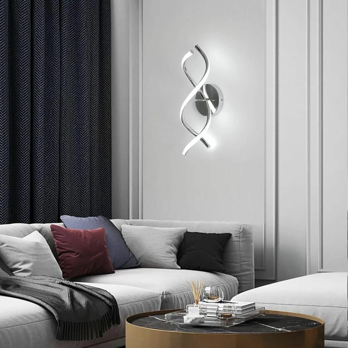 Wall Lamp LED Silver Modern Elegant Spiral Indoor - Image 4