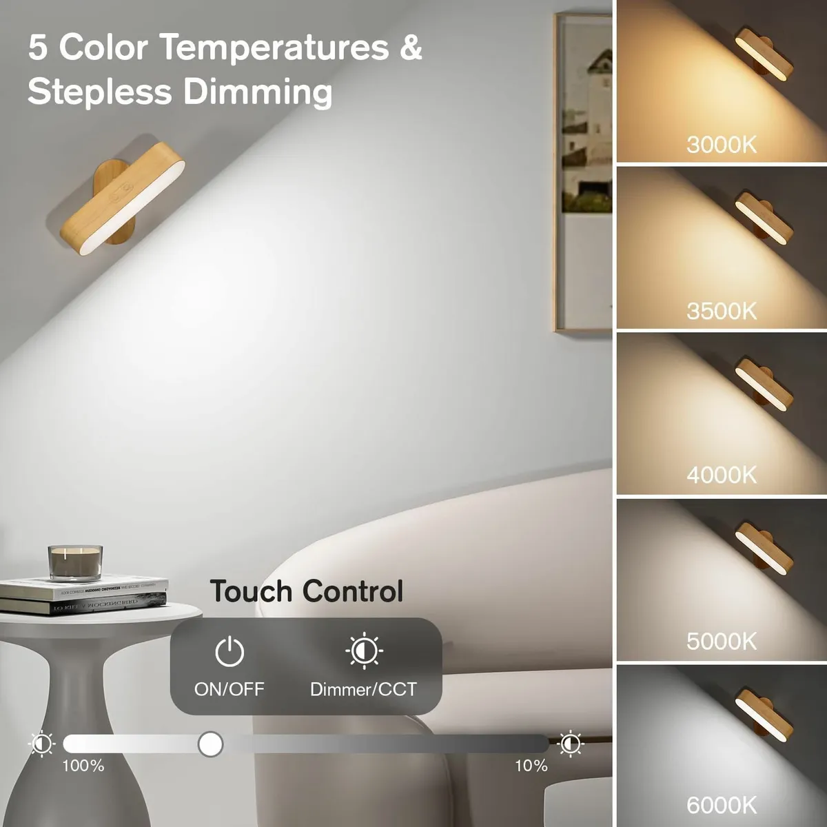 Battery Operated Wall Sconces Wireless LED Sconce - Image 3