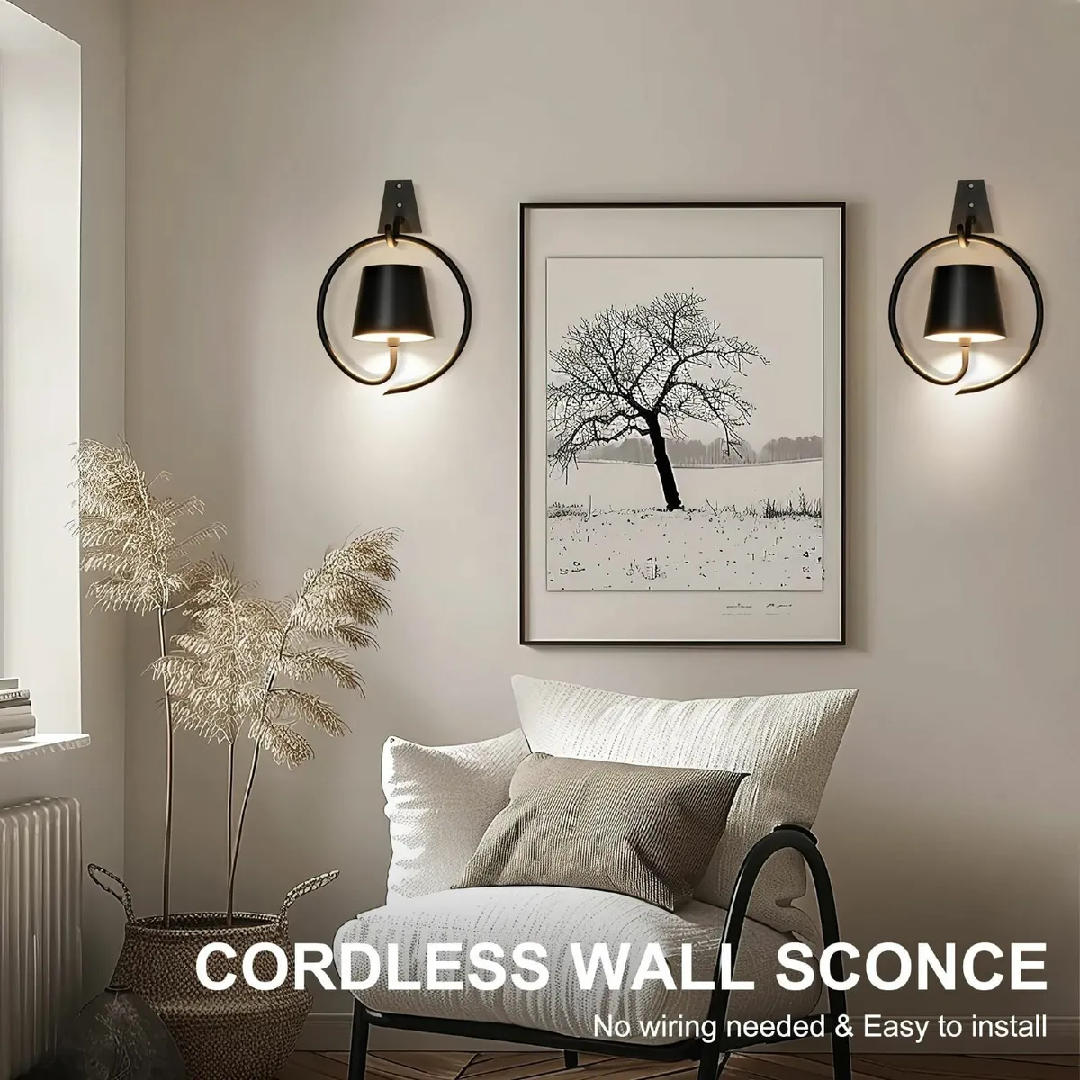 Battery Operated Wall Lights 2 Pack Rechargeable L - Image 4