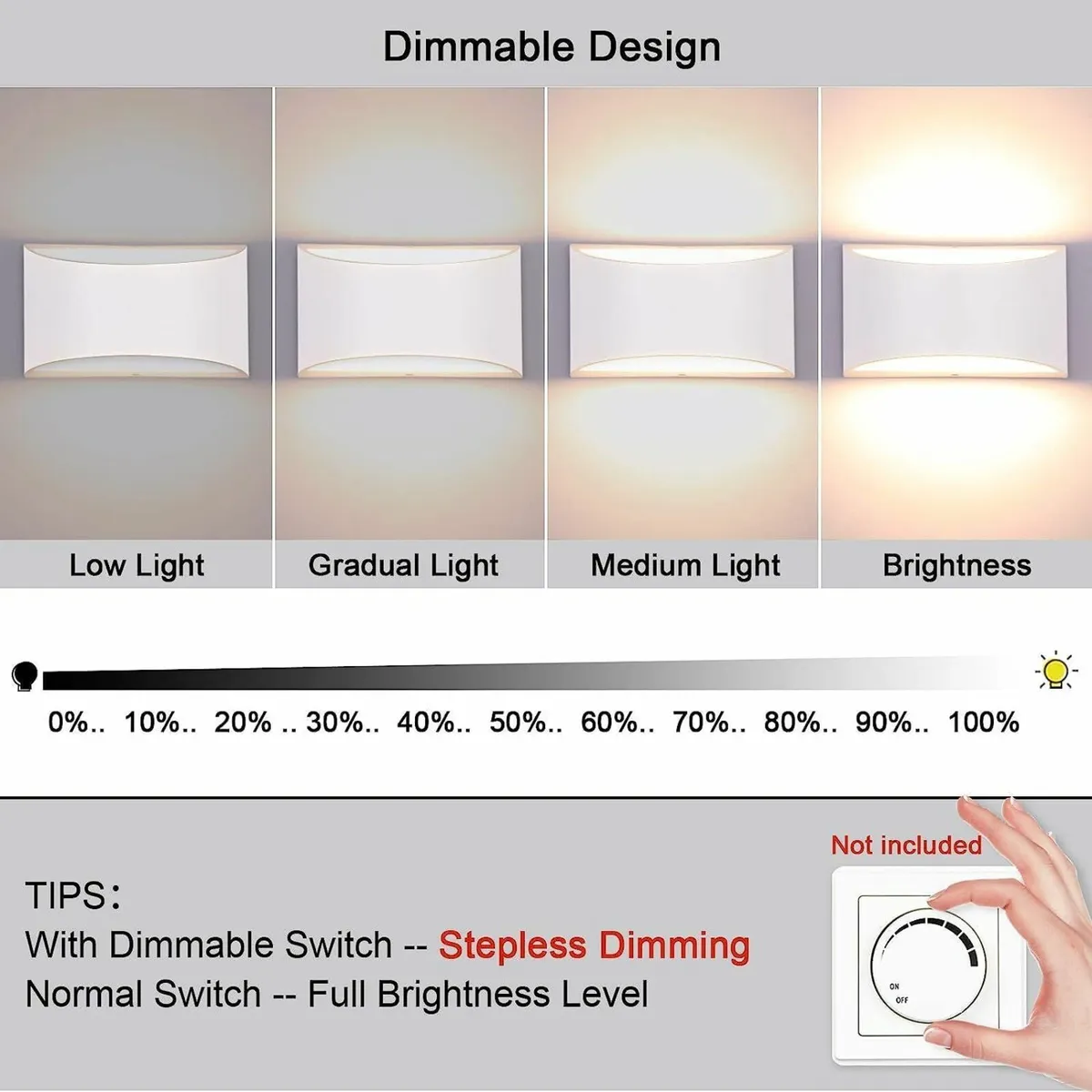 2PCS Wall Sconce Lights Indoor Dimmable Up and Dow - Image 2