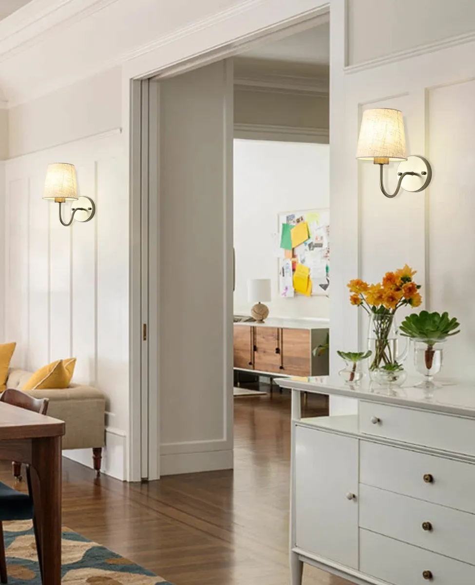 Set of 2 Gold Wall Lights for Living Room Bedrooms - Image 3