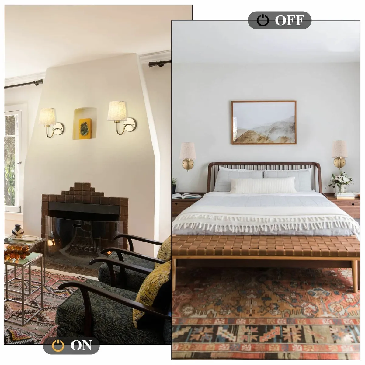 Set of 2 Gold Wall Lights for Living Room Bedrooms - Image 4