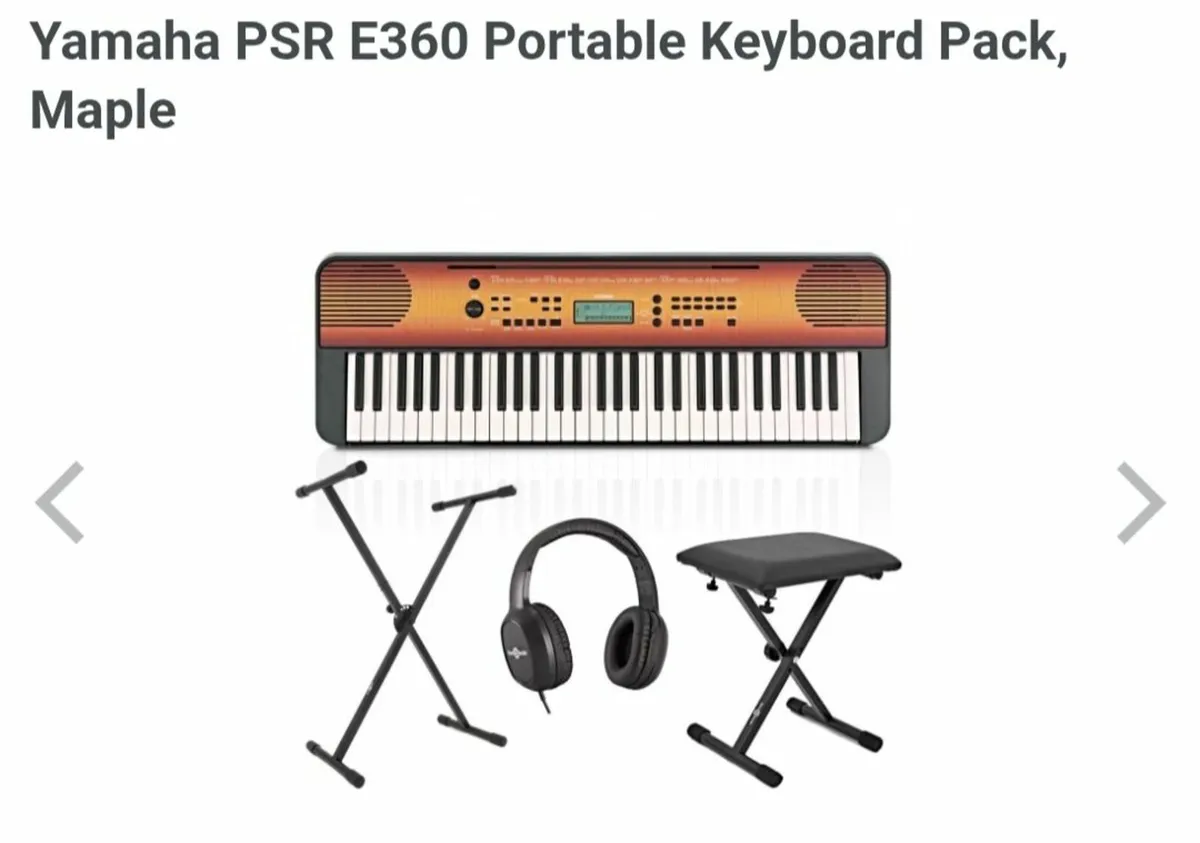 Yamaha PSR E360 Portable Keyboard Pack, Maple