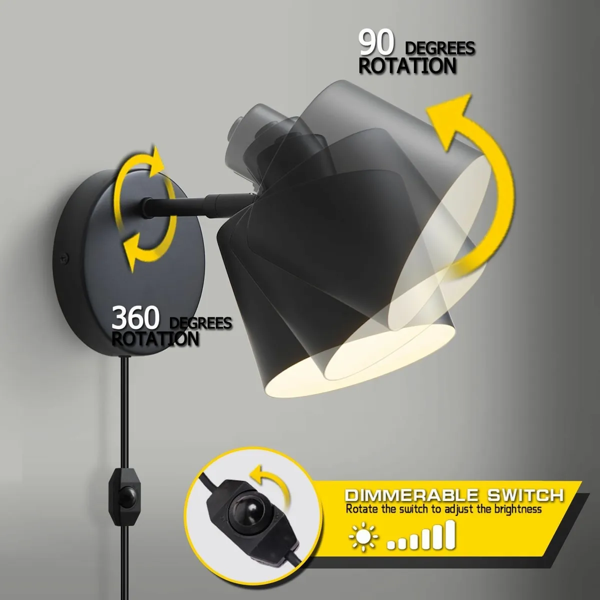 Glowlit Plug in Wall Lights Switch Dimmable Lamp 3 - Image 2
