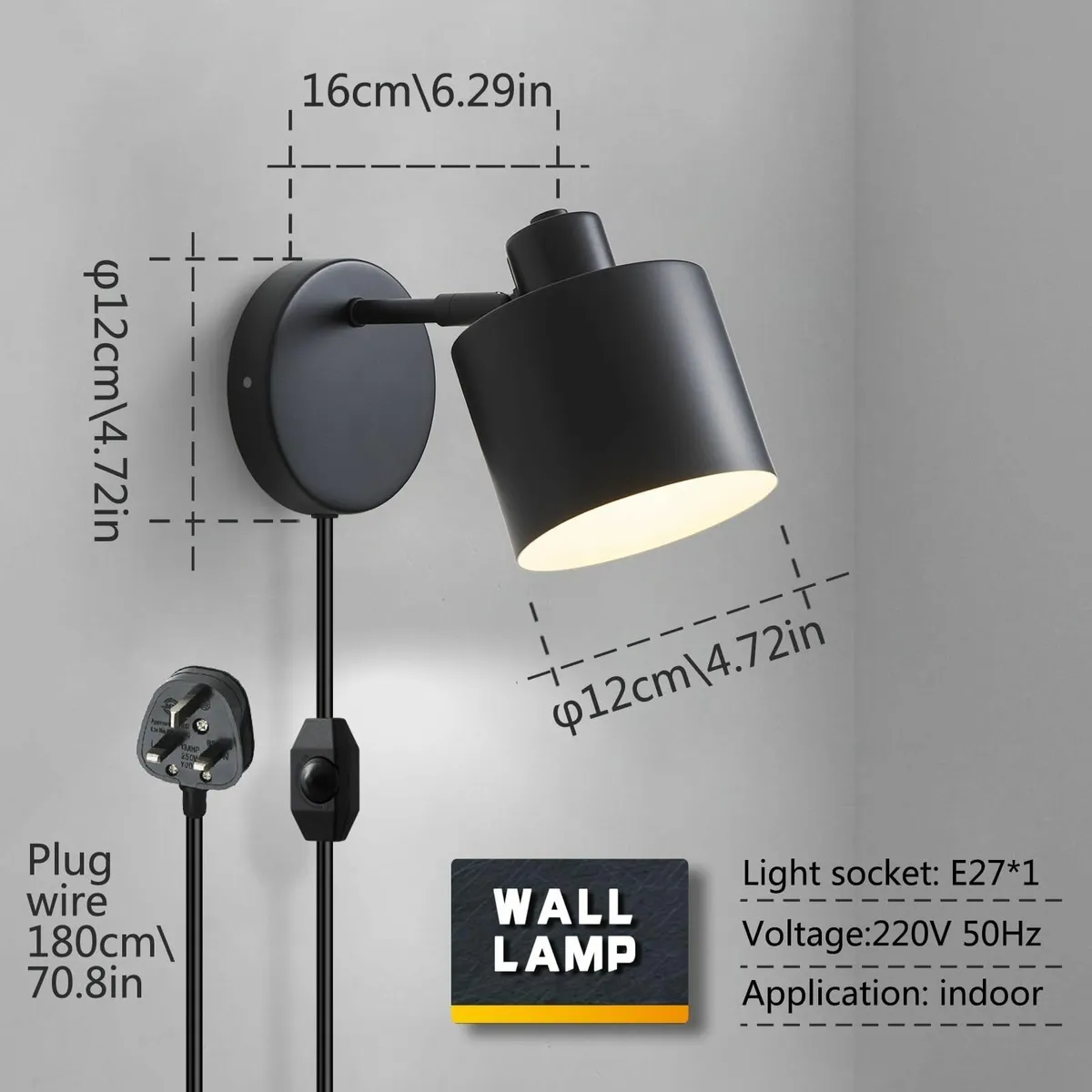 Glowlit Plug in Wall Lights Switch Dimmable Lamp 3 - Image 4