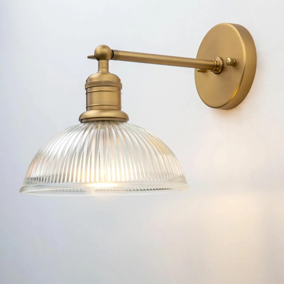 Yosoan Industrial Wall Light Clear Ribbed Glass Sh - Image 1
