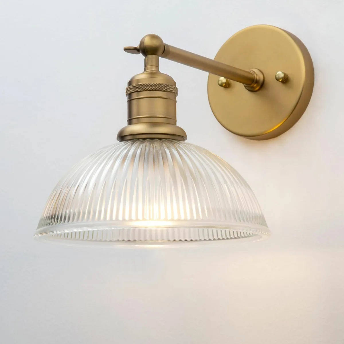 Yosoan Industrial Wall Light Clear Ribbed Glass Sh - Image 2
