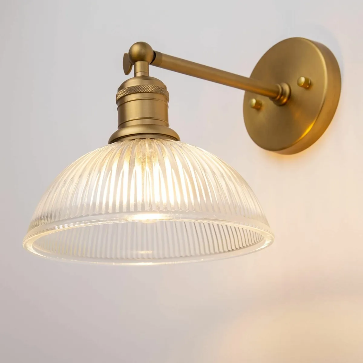 Yosoan Industrial Wall Light Clear Ribbed Glass Sh - Image 3