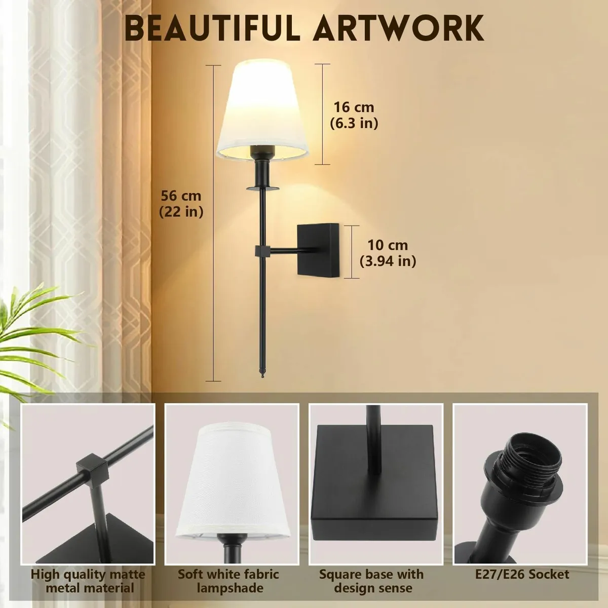 Rechargeable Battery Operated Wall Sconces - Wirel - Image 2