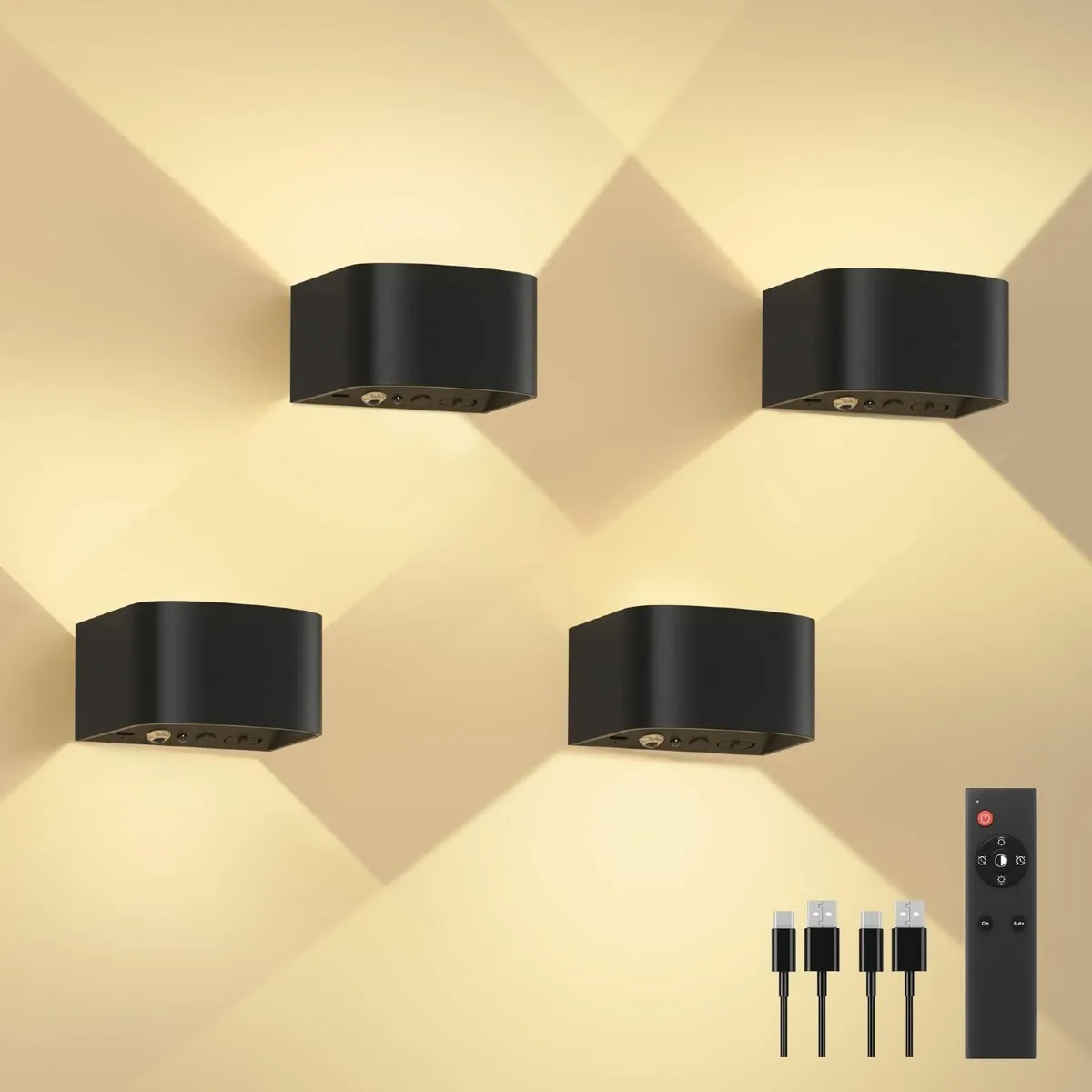 FULEN 4 Pack Wall Lights Motion Sensor Remote Cont - Image 1