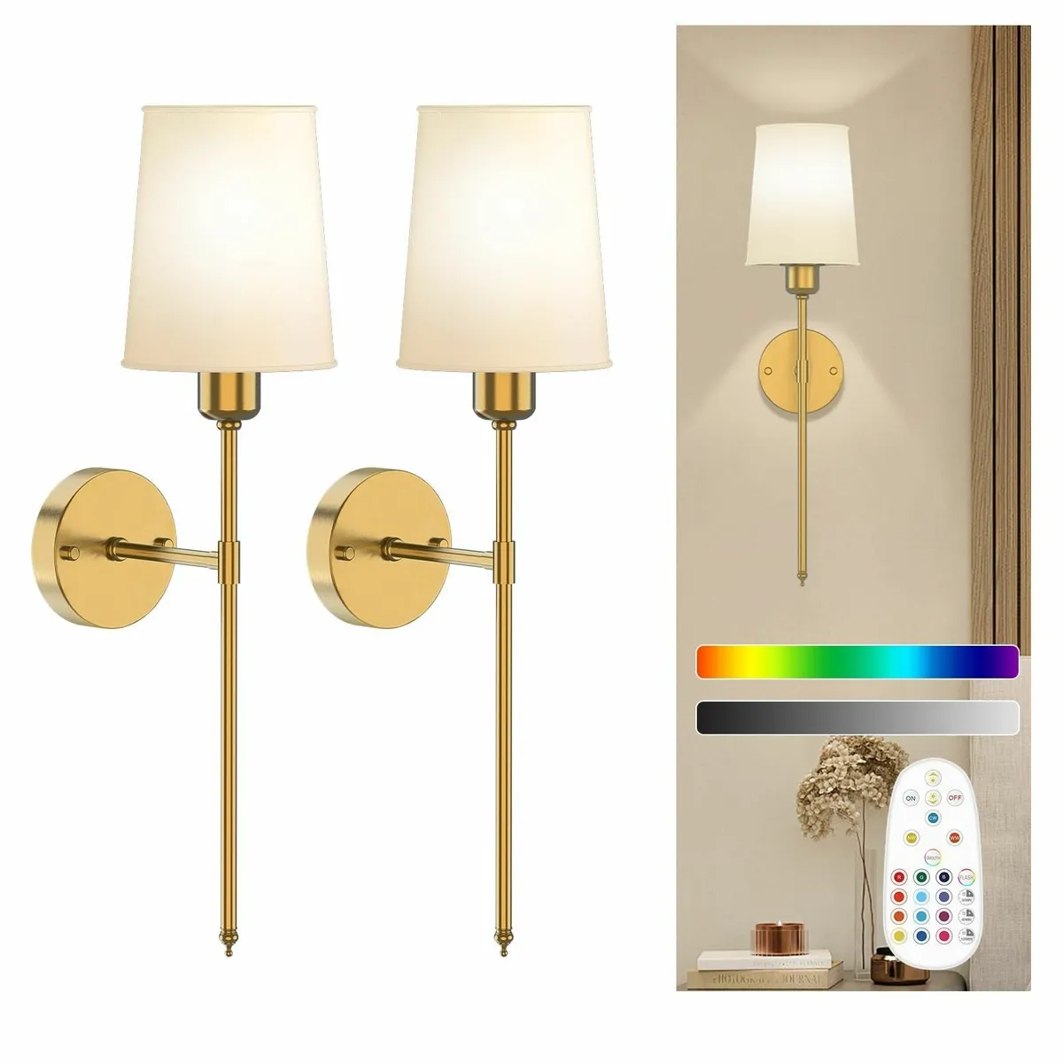 onffo Battery Operated Wall Sconces Set of 2 Dimma - Image 1