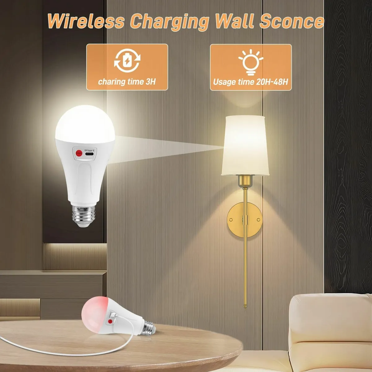 onffo Battery Operated Wall Sconces Set of 2 Dimma - Image 2