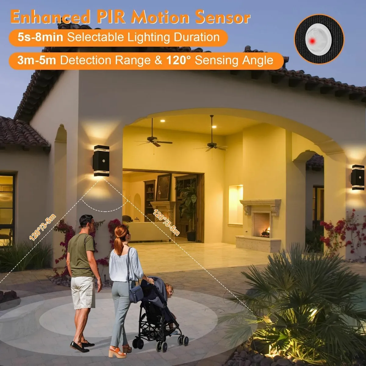 LMP Up Down Outdoor Wall Lights PIR Motion Sensor - Image 3