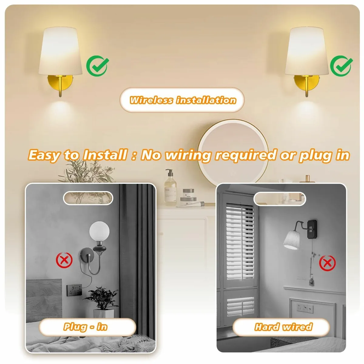 CS COSDDI Battery Operated Wall Lights Set of 2 RG - Image 2