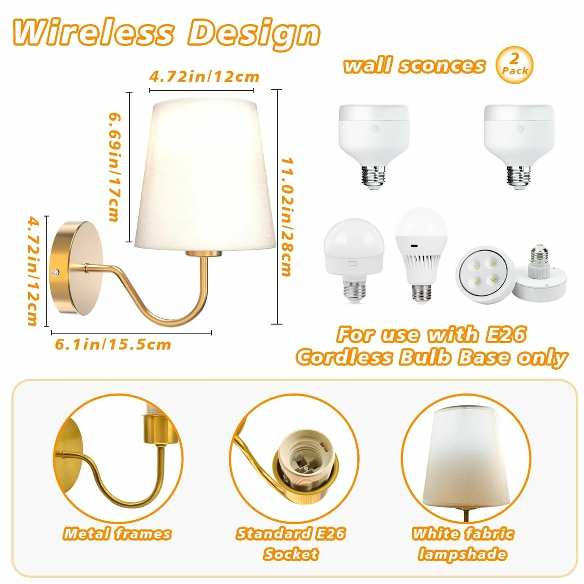 CS COSDDI Battery Operated Wall Lights Set of 2 RG - Image 3
