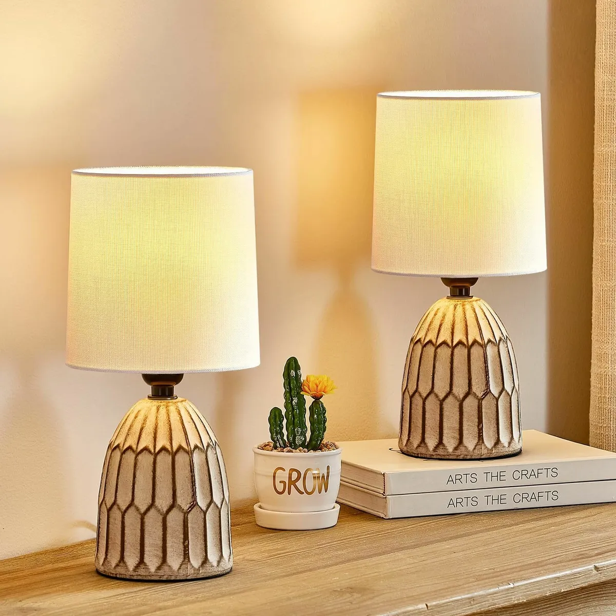GyroVu Cermaic Table Lamp Set of 2 Boho for Bedsid - Image 1