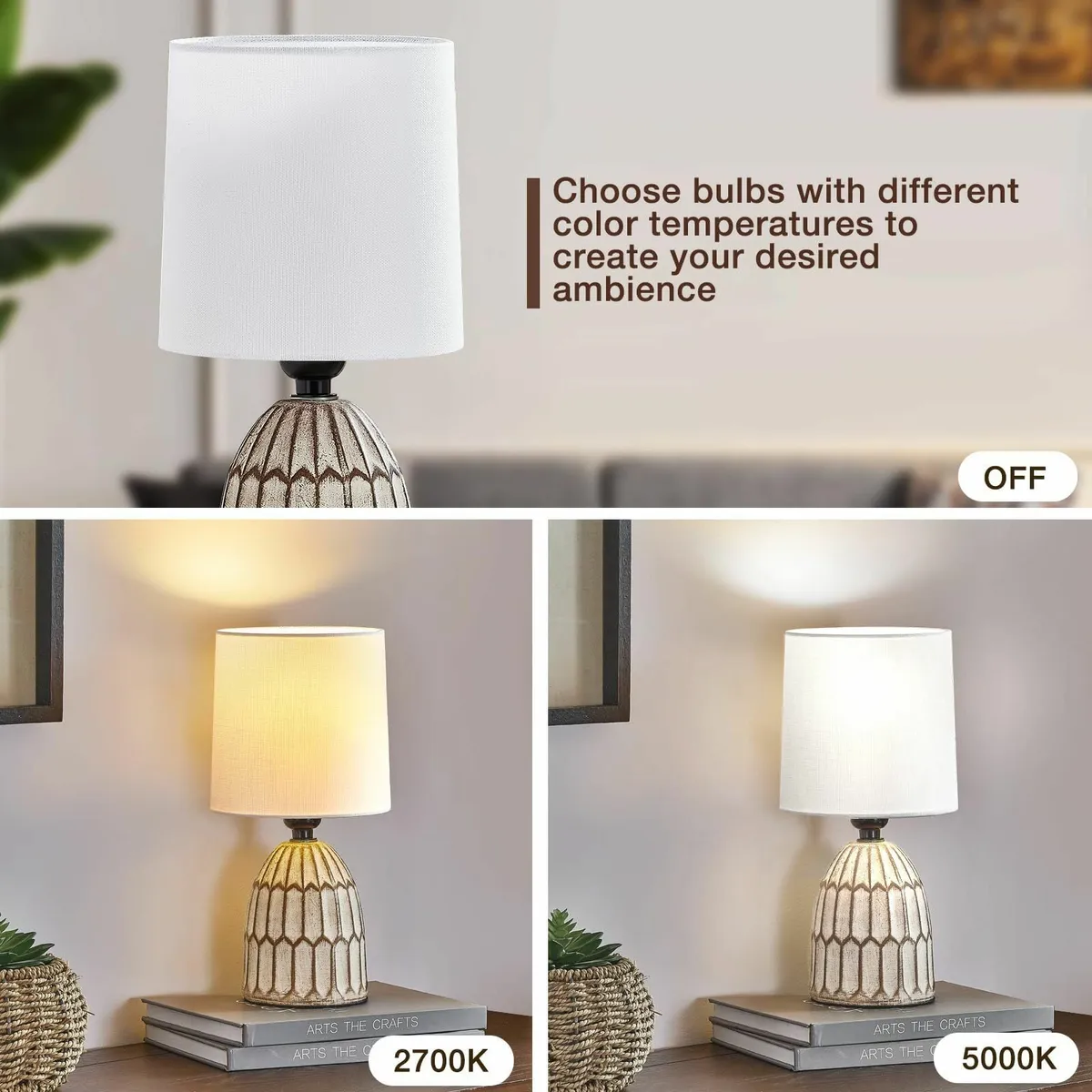 GyroVu Cermaic Table Lamp Set of 2 Boho for Bedsid - Image 4