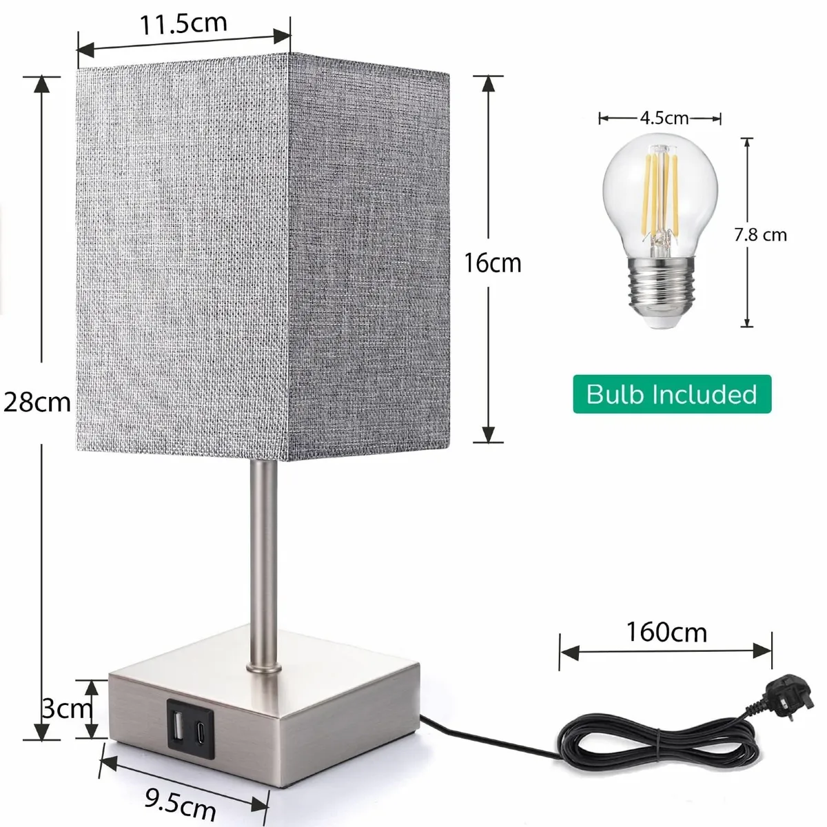 EDISHINE Bedside Lamps Set of 2 3 Way Dimmable Tab - Image 4