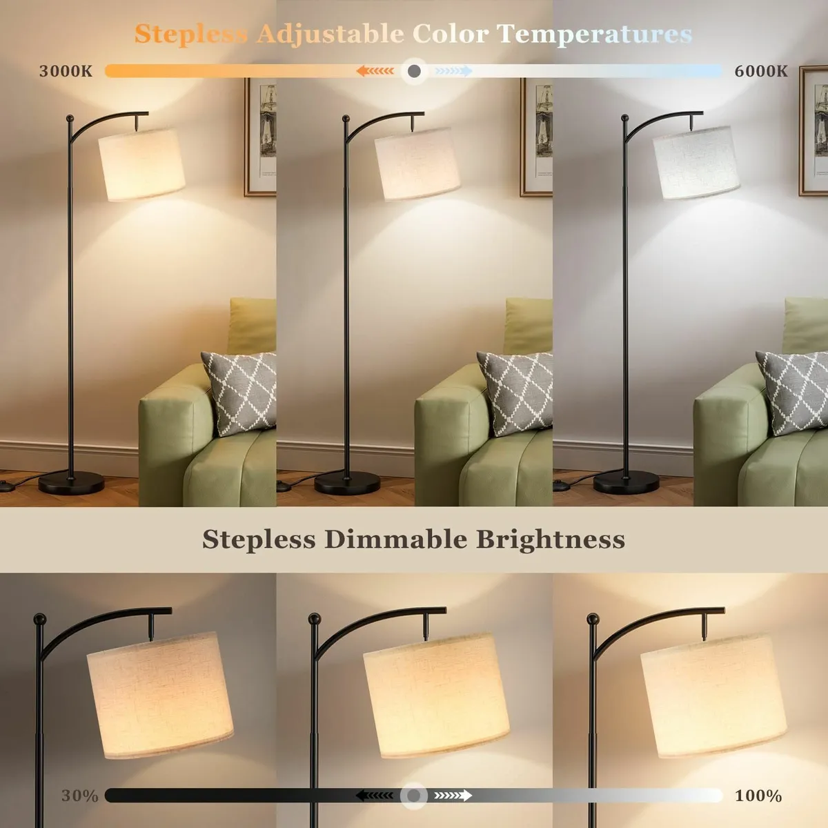 Aooshine Floor Lamp 60 Modern Arc Standing Lamps f - Image 2