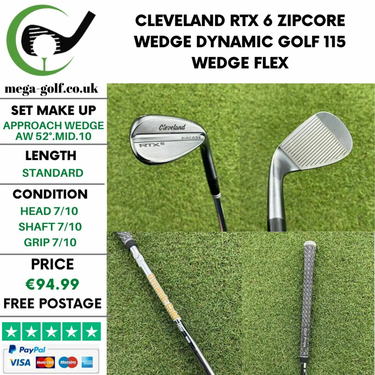 Cleveland RTX 6 Zipcore Wedge Aw 52°.Mid.10 - Image 1