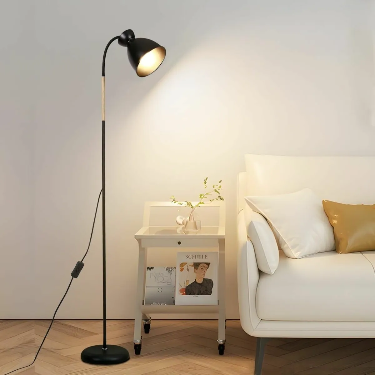 Amdelne Adjustable Black Floor Lamp Industrial Cor - Image 1