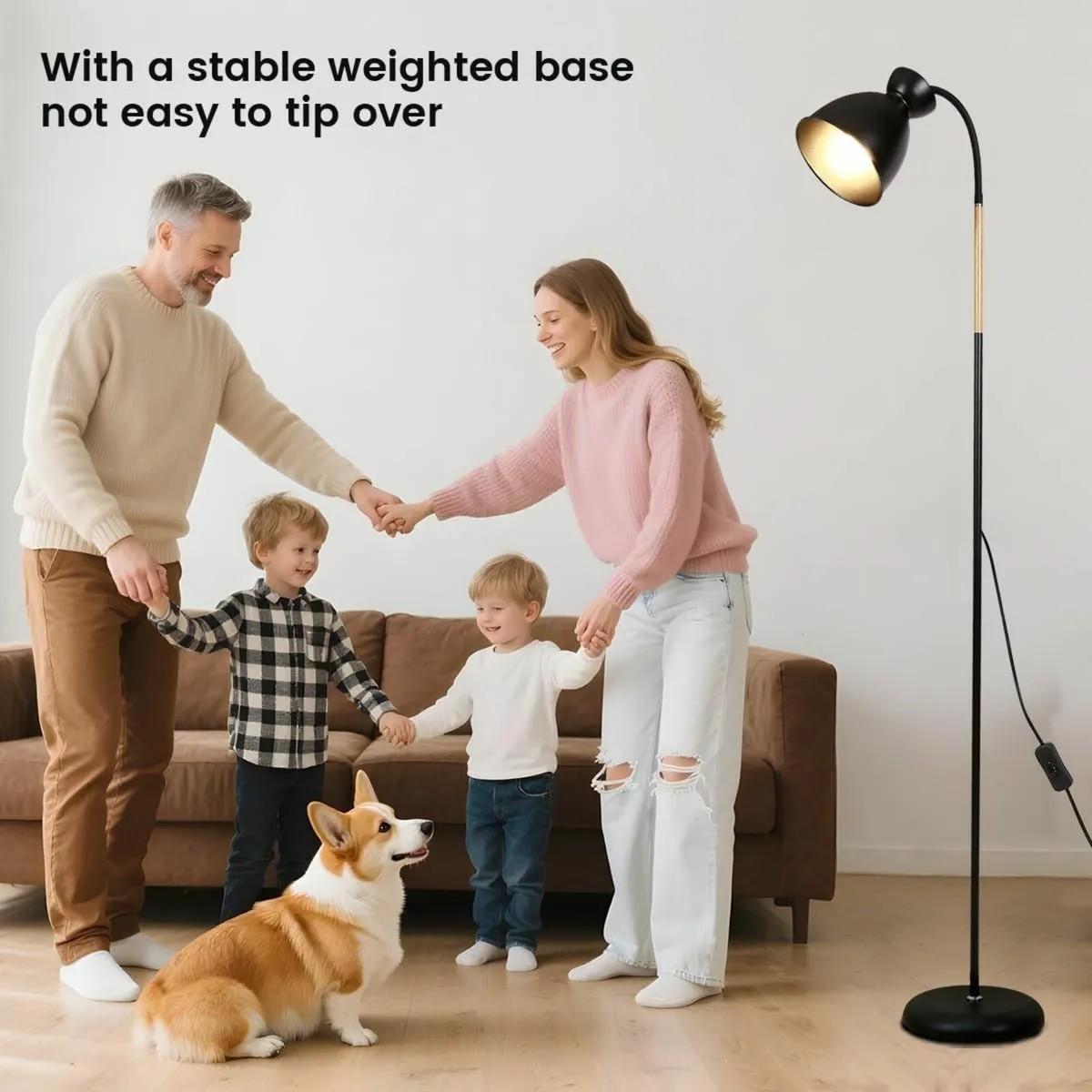 Amdelne Adjustable Black Floor Lamp Industrial Cor - Image 4