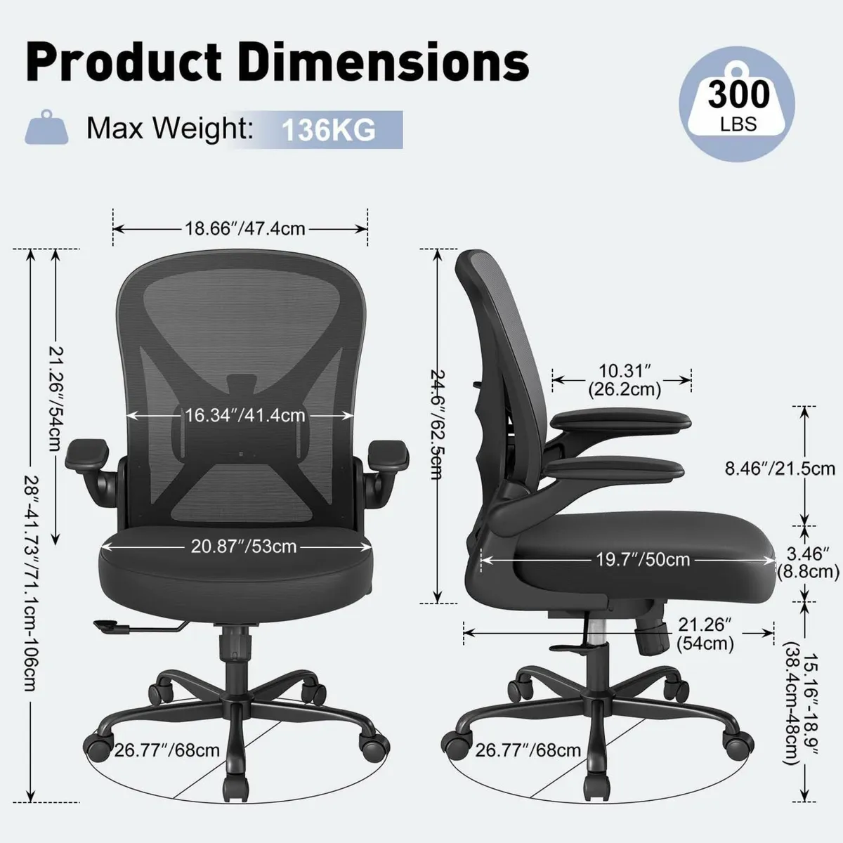 Ergonomic Mesh Office Chair Adjustable Lumbar Supp - Image 2