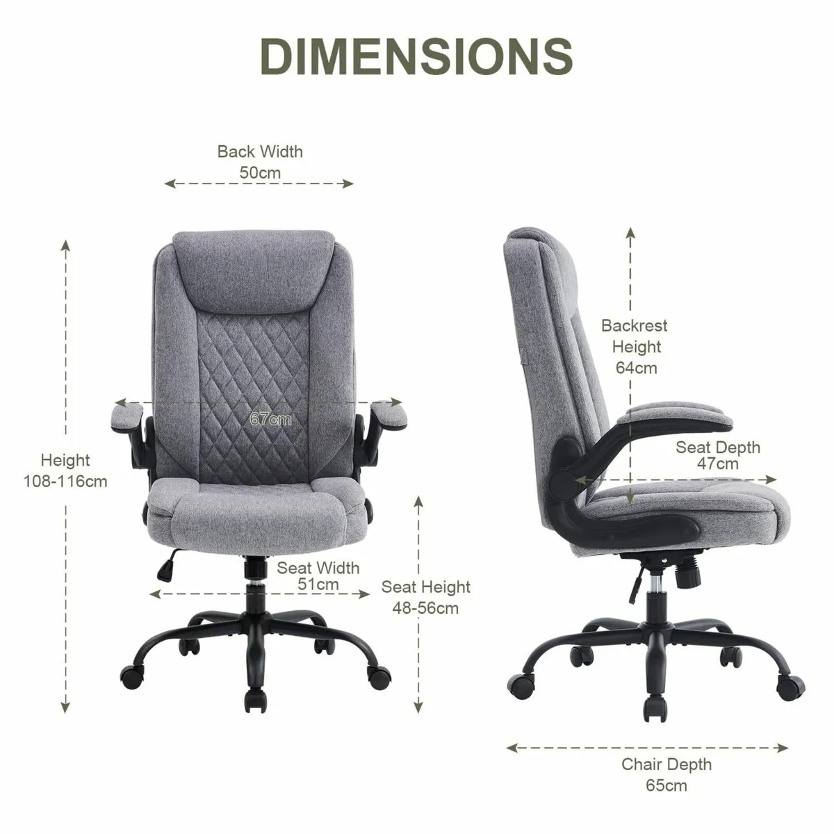 Ergonomic Office Chair Computer Executive Flip Up - Image 1