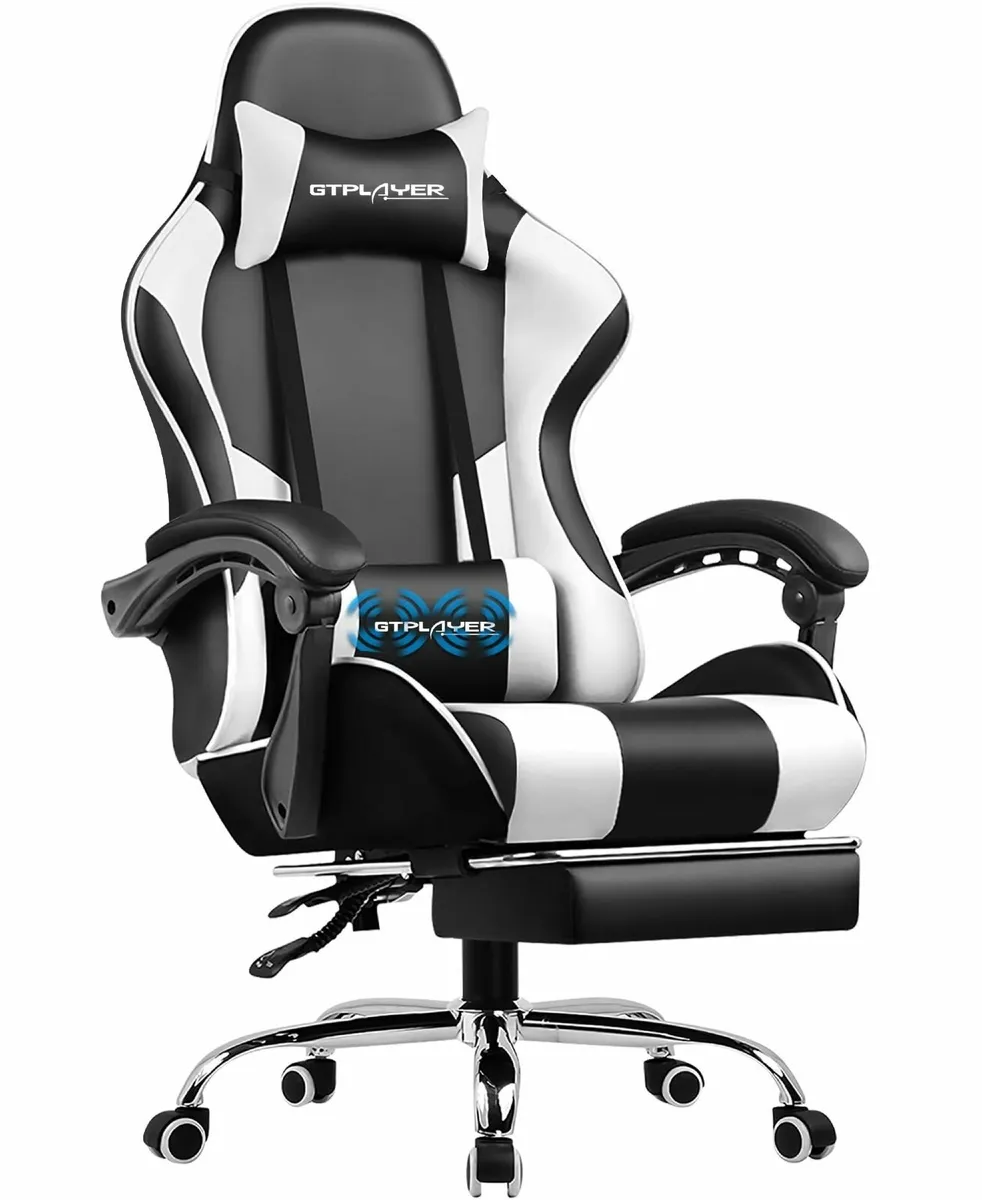 Gaming Chair Massage Computer Chairs Footrest Head - Image 1