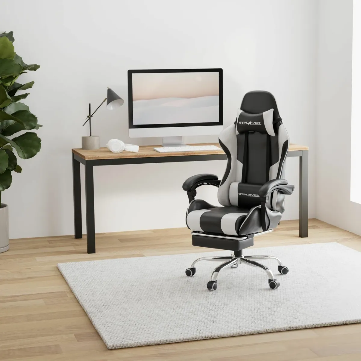 Gaming Chair Massage Computer Chairs Footrest Head - Image 2