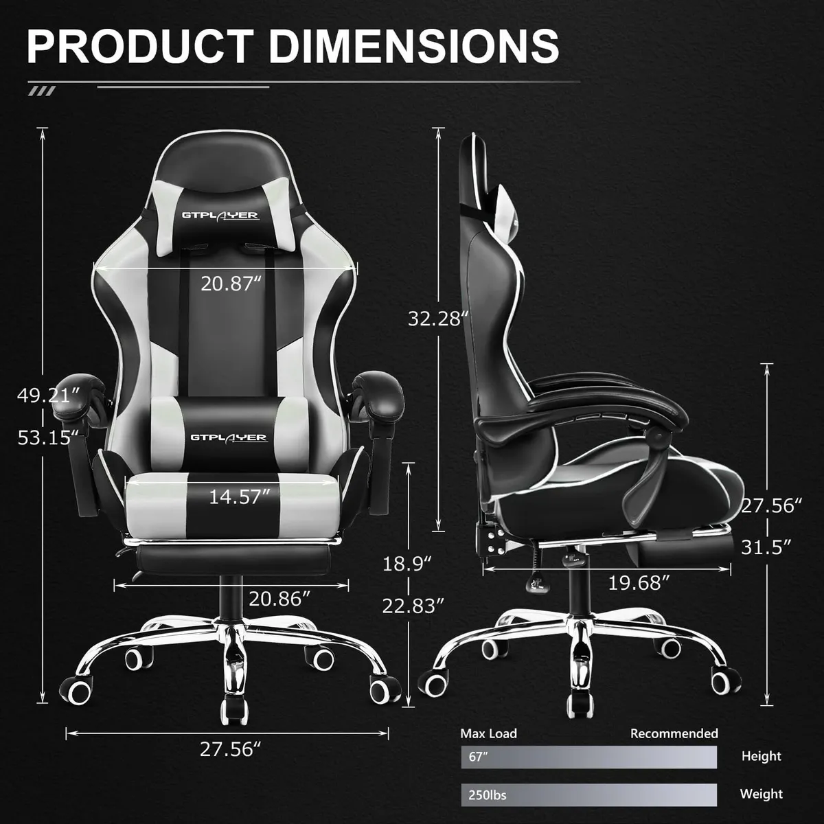 Gaming Chair Massage Computer Chairs Footrest Head - Image 3