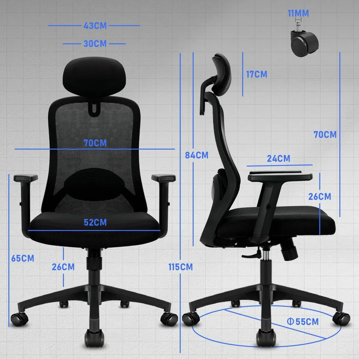 Ergonomic Office Chair High Back Desk Adjustable A - Image 3