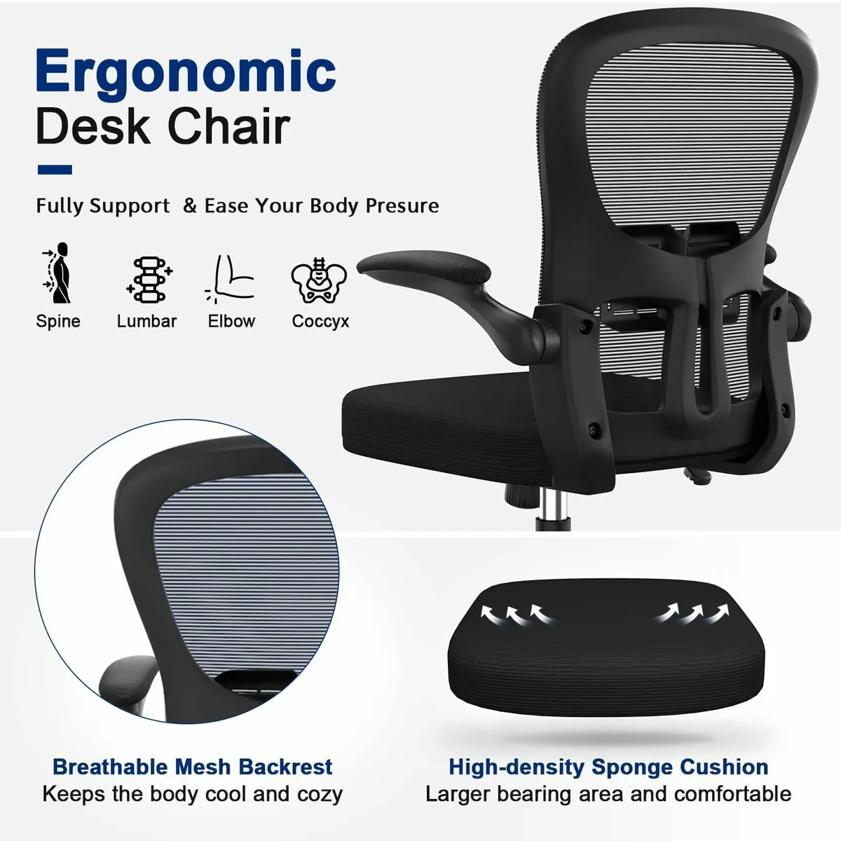 Office Chair - Ergonomic Adjustable Padded Armrest - Image 4