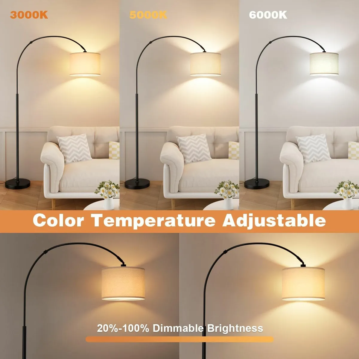 Arc Floor Lamp Standing Remote Control Modern for - Image 2
