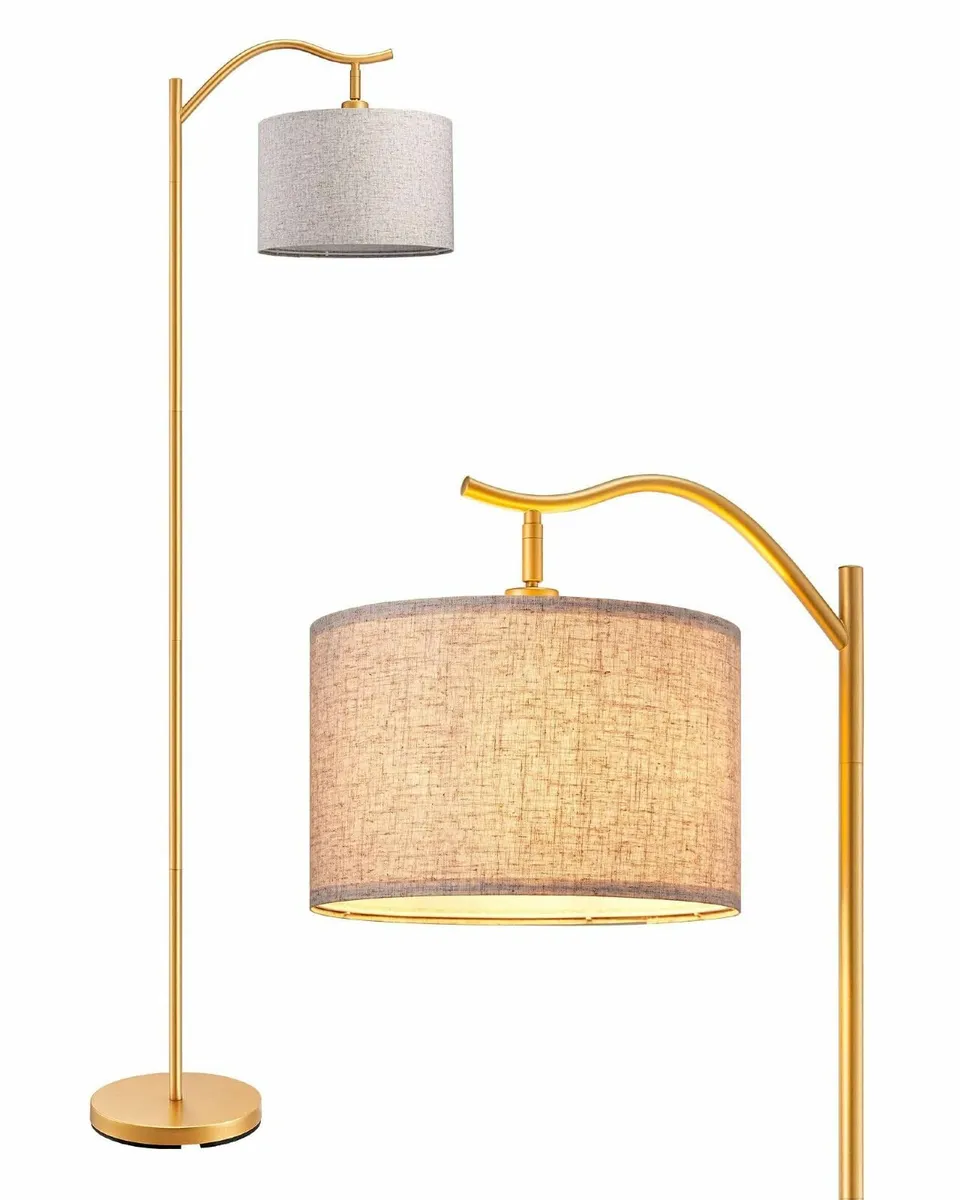 LED Floor Lamp 63 Standing Adjustable Linen Lampsh - Image 1